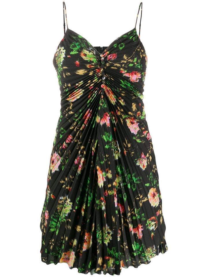 Msgm Printed Pleated Mini Dress - Black