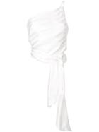 Michelle Mason Striped One-shoulder Top - White