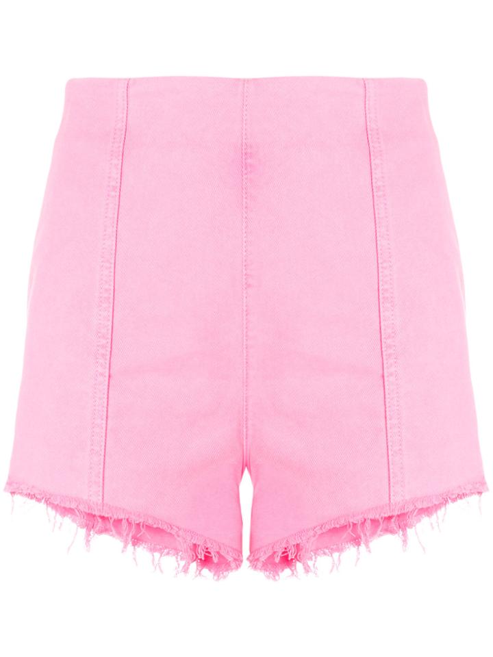 Msgm High-waisted Denim Short Shorts - Pink & Purple