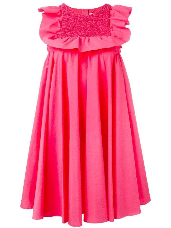 Msgm - Pleated Dress - Women - Cotton - 38, Pink/purple, Cotton
