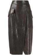 Lorena Antoniazzi Leather Pencil Skirt - Grey