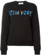 Msgm New York Embroidery Sweatshirt, Women's, Size: Medium, Black, Cotton