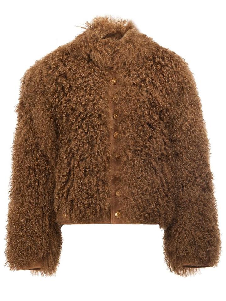 The Soloist Furry Bomber Jacket, Men's, Size: 50, Brown, Calf Leather/cupro/lamb Fur/cashmere