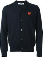 Comme Des Garçons Play - Heart Intarsia Cardigan - Men - Wool - S, Blue, Wool