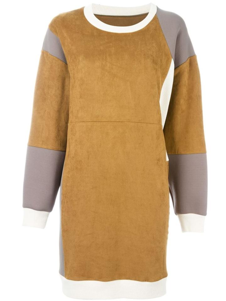 Mm6 Maison Margiela Panelled Sweatshirt Dress, Women's, Size: Large, Brown, Polyamide/spandex/elastane
