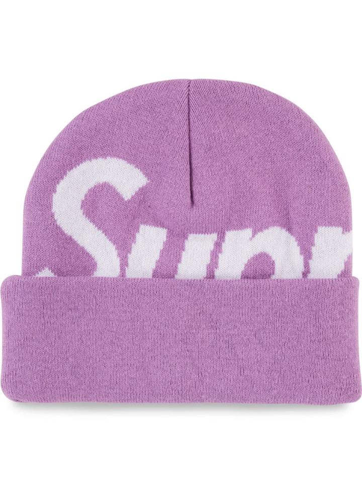 Supreme Big Logo Cashmere Beanie - Purple