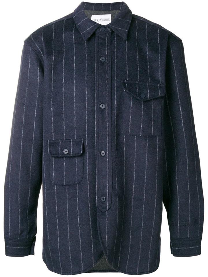 Han Kj0benhavn Striped Asymmetrical Pocket Shirt - Blue