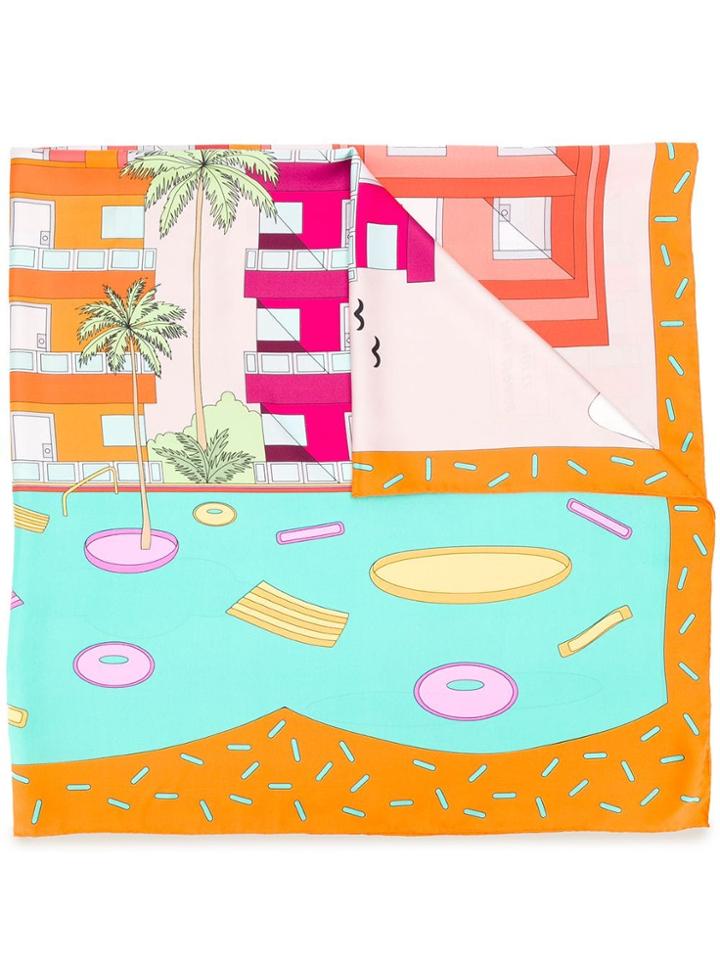 Cha Val Milano Palm Springs Print Scarf - Orange