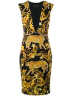 Philipp Plein - Baroque Plunge Neck Shift Dress - Women - Polyamide/spandex/elastane/cupro - M, Women's, Black, Polyamide/spandex/elastane/cupro