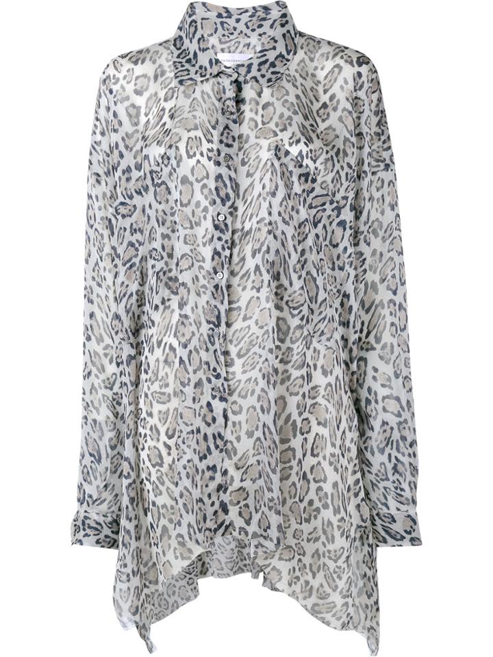 Faith Connexion Leopard Print Asymmetric Shirt - Black