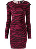 Just Cavalli Ruffled Trim Scribble Print Dress - Pink