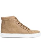 Louis Leeman Snakeskin Effect Hi-top Sneakers, Men's, Size: 44, Brown, Calf Leather