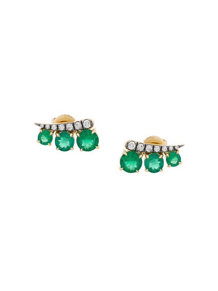 Jemma Wynne Pave Stud Earrings - Green