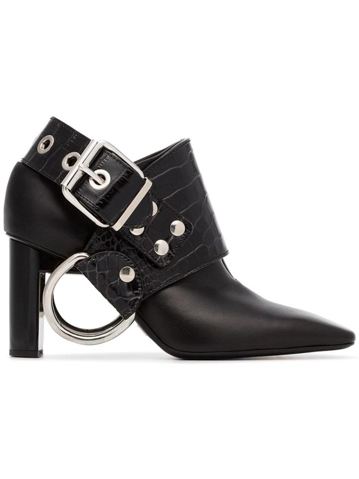 Alyx Black Sling 80 Crocodile Embossed Leather Boots