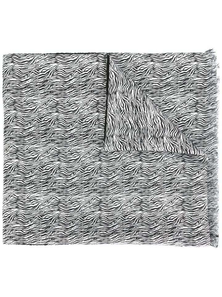 Lanvin Marbled Effect Scarf, Men's, Black, Silk/wool