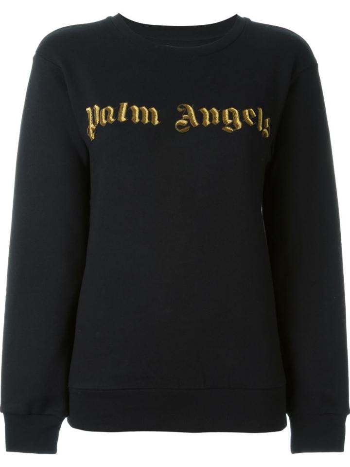 Palm Angels Logo Embroidered Sweatshirt, Women's, Size: Xxs, Black, Cotton