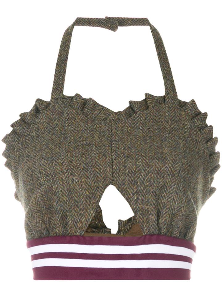 Maison Margiela Herringbone Cropped Top - Green