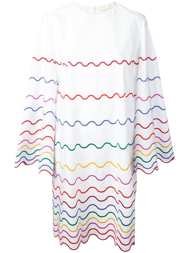 Sara Battaglia Scallop Pattern Dress - White
