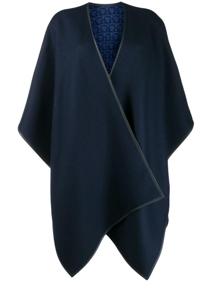 Salvatore Ferragamo Double Face Gancini Cape - Blue