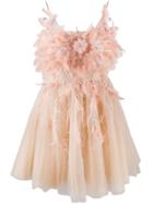Loulou Feather Embellished Mini Dress - Neutrals