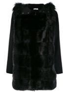 P.a.r.o.s.h. Fur Hood Panelled Coat - Black
