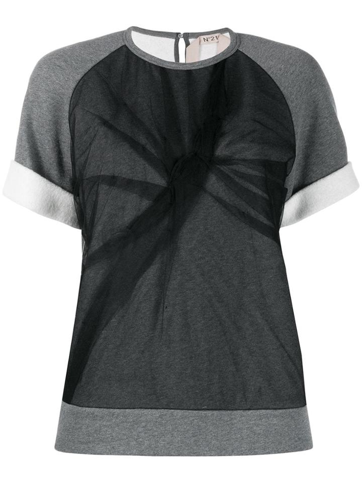 Nº21 Tulle Layered T-shirt - Grey
