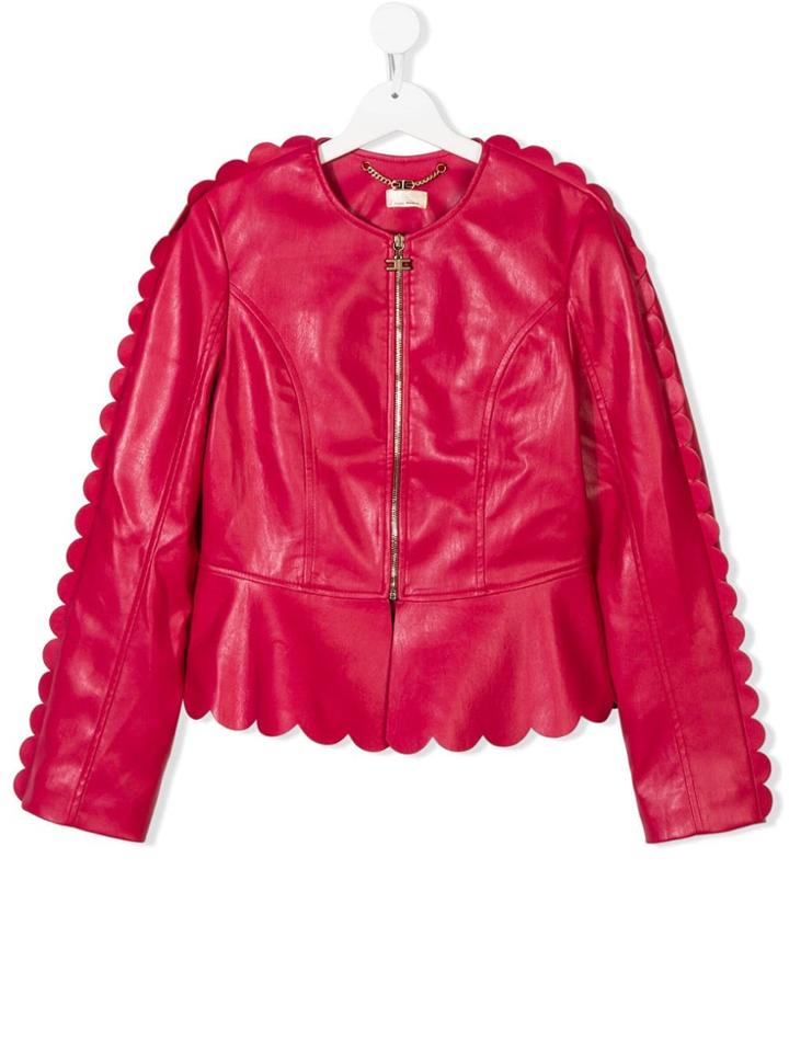 Elisabetta Franchi La Mia Bambina Teen Scalloped Zipped Jacket - Pink