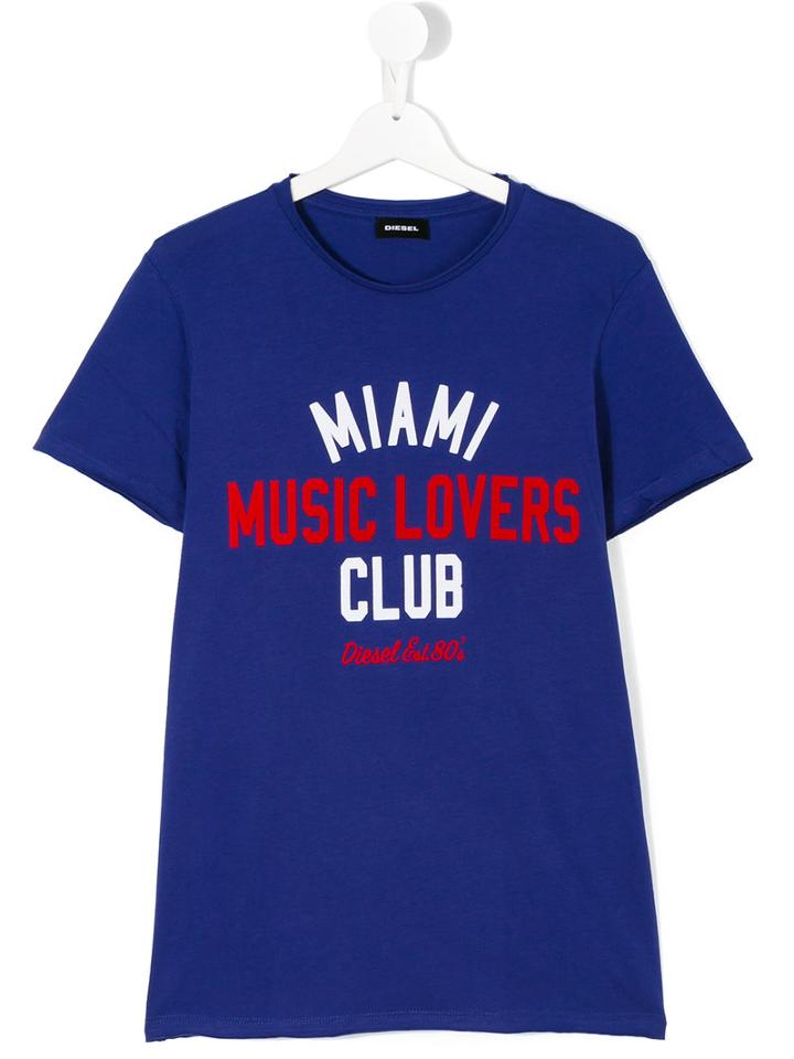 Diesel Kids - Music Lovers Club T-shirt - Kids - Cotton - 14 Yrs, Blue