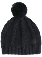 Chinti And Parker Aran Pom Pom Hat, Women's, Blue, Merino