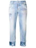 Dsquared2 Cool Girl Embroidered Cropped Jeans, Size: 40, Blue, Cotton/spandex/elastane