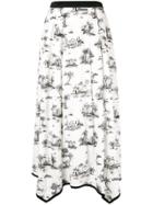 Loveless Palm Print Pleated Skirt - White