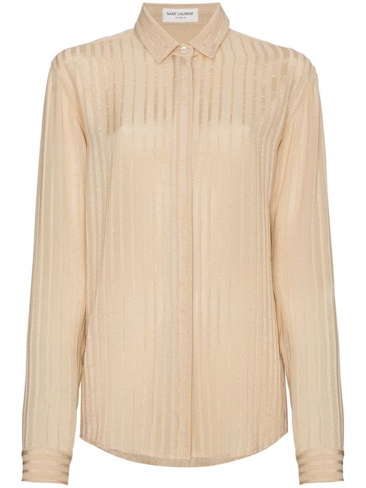 Saint Laurent Silk Striped Shirt - Neutrals