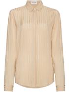 Saint Laurent Silk Striped Shirt - Neutrals