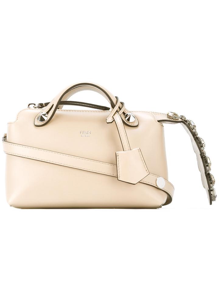 Fendi Embellished Crossbody Bag, Women's, Nude/neutrals, Calf Leather/crystal