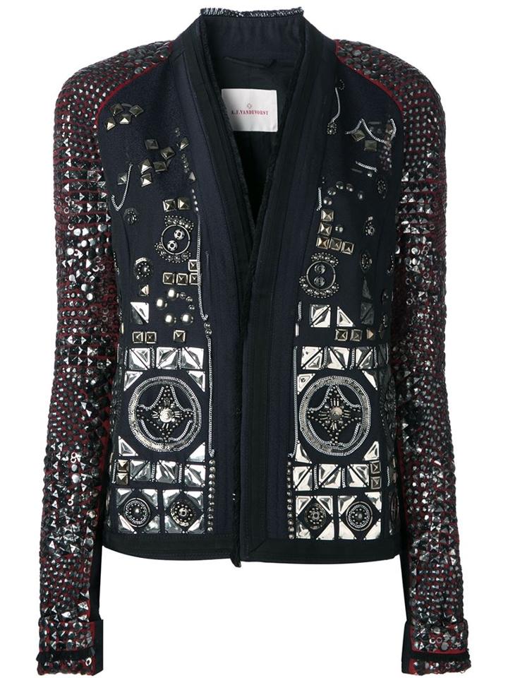 A.f.vandevorst '161 Bohemiane' Studded Blazer, Women's, Size: 38, Black, Nylon/acetate/wool