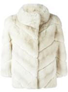 Yves Salomon Fur Jacket, Women's, Size: 36, White, Silk/rabbit Fur/polyester