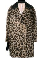 No21 Leopard Print Coat, Women's, Size: 40, Brown, Virgin Wool/alpaca/wool/viscose