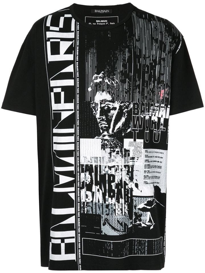 Balmain All Over Print T-shirt - Black