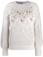 Brunello Cucinelli Embellished Knit Sweater - Neutrals