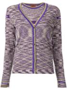 Missoni Blurry Stripes V-neck Cardigan, Women's, Size: 48, Purple, Wool