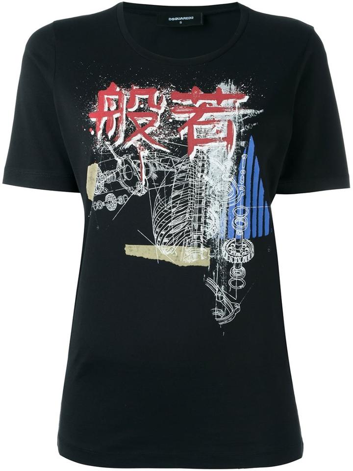 Dsquared2 Ribcage Sketch T-shirt, Women's, Size: Small, Black, Cotton