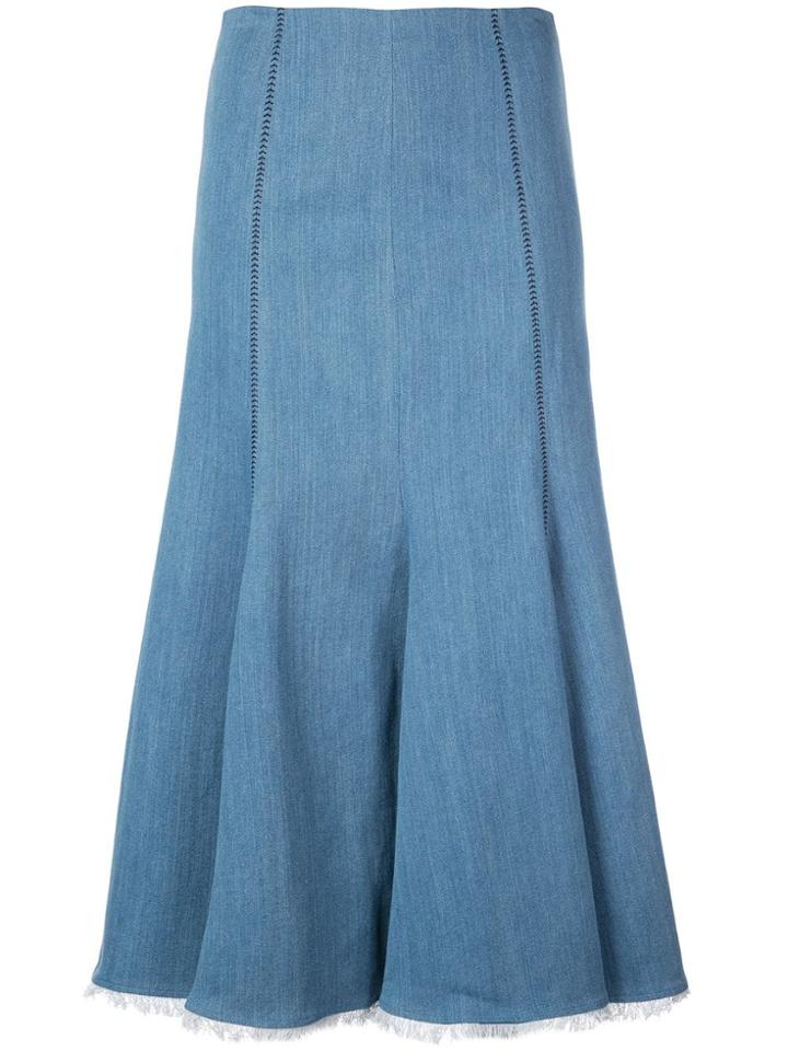 Gabriela Hearst Heart Print Denim Midi Skirt - Blue
