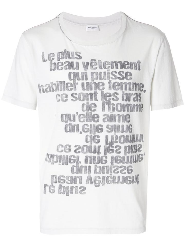Saint Laurent - Slogan Print T-shirt - Men - Cotton - M, Grey, Cotton