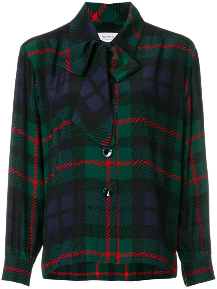 Yves Saint Laurent Vintage Pussy Bow Plaid Shirt - Multicolour