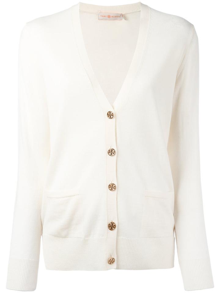 Tory Burch V-neck Cardigan, Women's, Size: Large, Nude/neutrals, Merino
