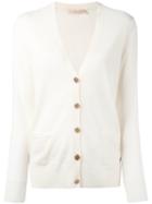 Tory Burch V-neck Cardigan, Women's, Size: Large, Nude/neutrals, Merino