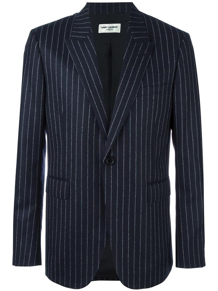 Saint Laurent 70's Single Breasted Jacket, Men's, Size: 52, Blue, Wool/cotton/silk