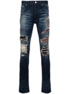 Fagassent Distressed Bootcut Jeans - Blue