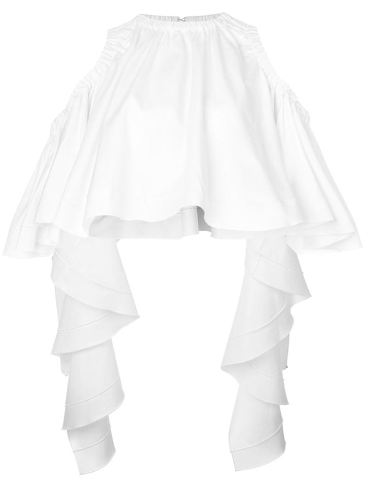 Ellery Cold-shoulder Flared Top - White