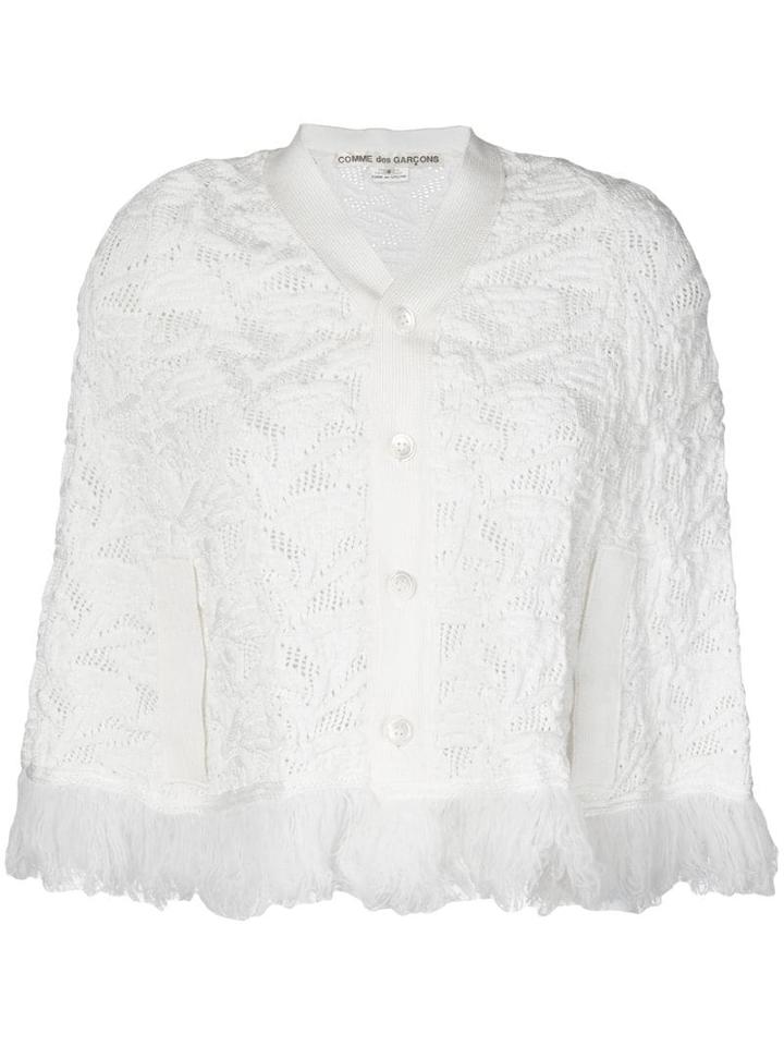 Comme Des Garçons Pre-owned Fringed Knitted Shrug - White